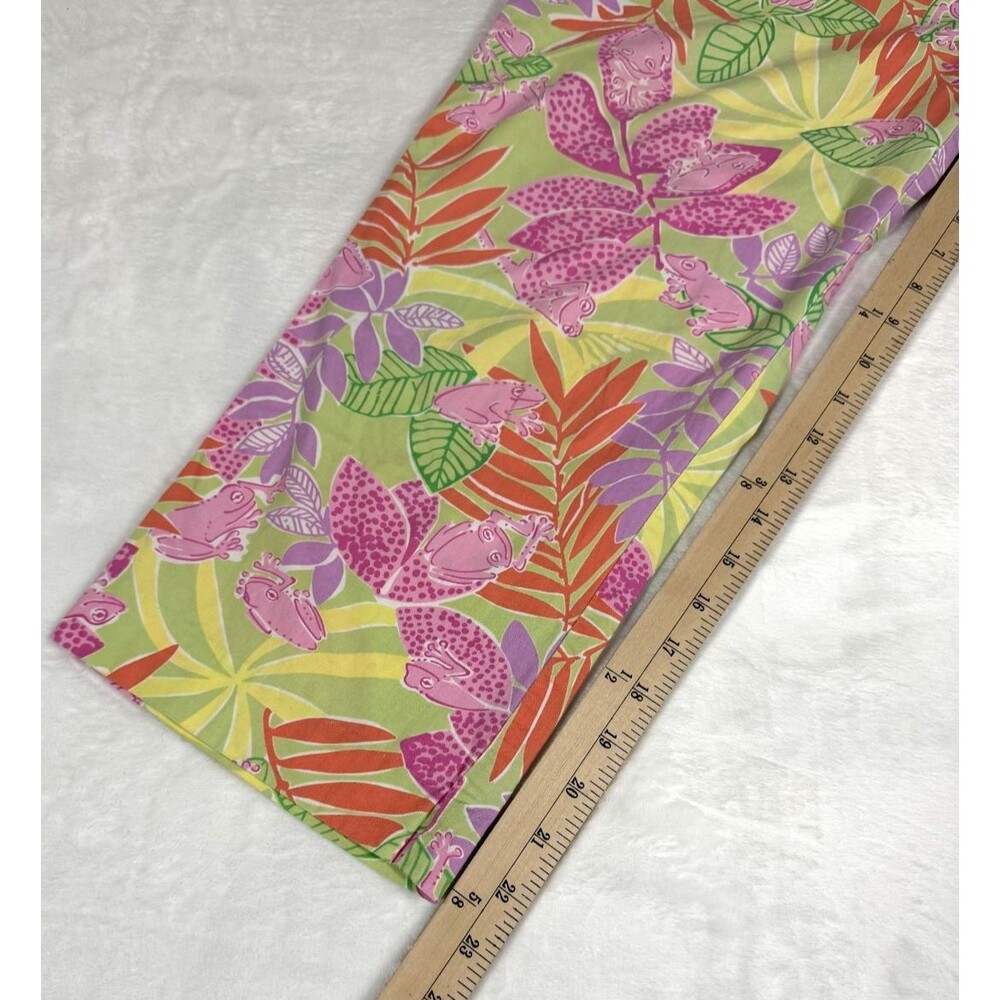 Vintage Lilly Pulitzer Bottoms Up Frog Print Capri Pants Womens 8 Pink Green - Picture 7 of 8